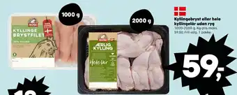 SuperBrugsen Kyllingebryst eller hele kyllingelår uden ryg tilbud