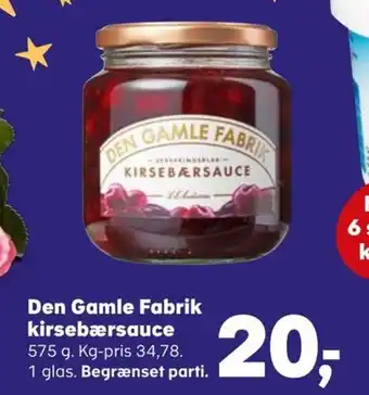 SuperBrugsen Den Gamle Fabrik kirsebærsauce tilbud