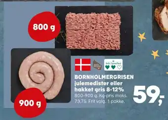 SuperBrugsen BORNHOLMERGRISEN julemedister eller hakket gris 8-12% tilbud
