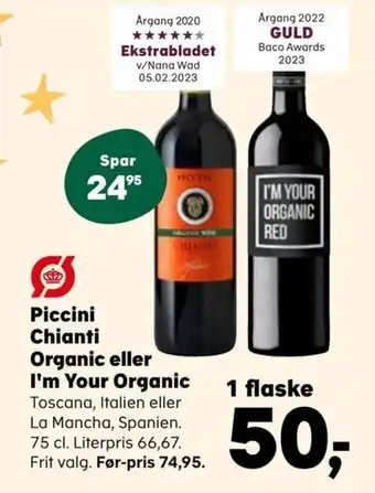 SuperBrugsen Piccini Chianti Organic eller I'm Your Organic tilbud