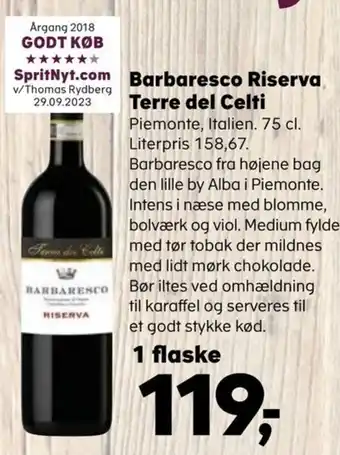 SuperBrugsen Barbaresco Riserva Terre del Celti tilbud