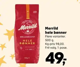 SuperBrugsen Merrild hele bønner tilbud