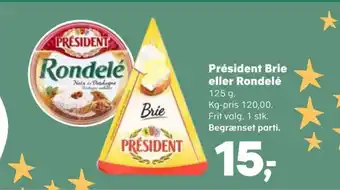 SuperBrugsen Président Brie eller Rondelé tilbud