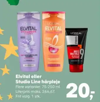SuperBrugsen Elvital eller Studio Line hårpleje tilbud