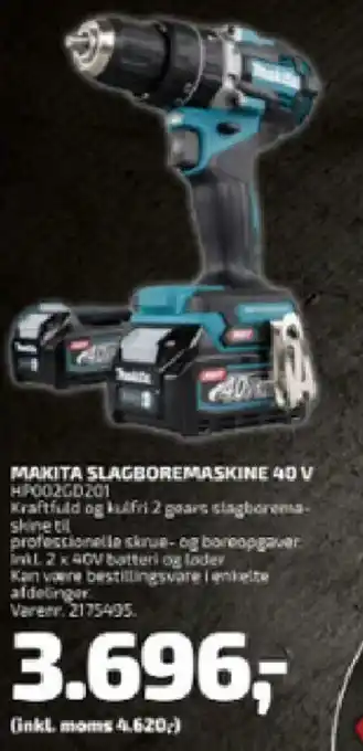 Davidsen MAKITA SLAGBOREMASKINE 40 V tilbud