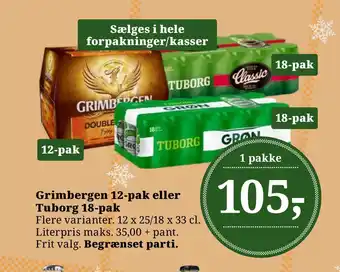 Dagli'Brugsen Grimbergen 12-pak eller tuborg 18-pak tilbud