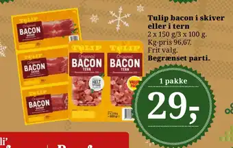 Dagli'Brugsen Tulip bacon i skiver eller i tern tilbud