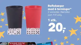 Raflebæger med 6 terninger