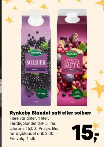 SuperBrugsen Rynkeby blandet saft eller solbær tilbud