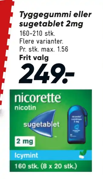 Bilka Tyggegummi eller sugetablet 2mg tilbud
