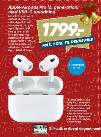 Bilka Apple airpods pro (2. generation) med usb-c opladning tilbud