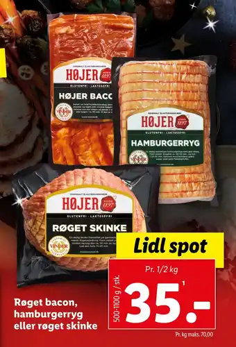 Lidl Røget bacon, hamburgerryg eller røget skinke tilbud
