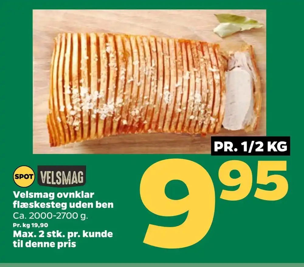 Velsmag ovnklar flæskesteg uden ben tilbud hos Netto