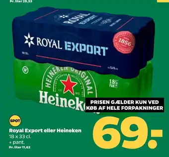 Netto Royal export eller heineken tilbud