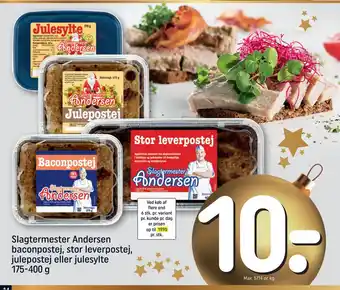 REMA 1000 Slagtermester andersen baconpostej, stor leverpostej, julepostej eller julesylte tilbud