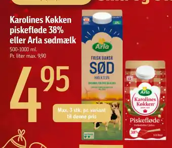 Føtex Karolines køkken piskefløde 38% eller arla sødmælk tilbud