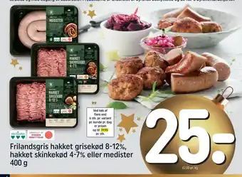 REMA 1000 Frilandsgris hakket grisekød 8-12%, hakket skinkekød 4-7% eller medister tilbud