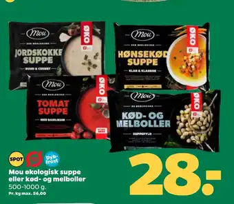 Netto Mou økologisk suppe eller kød- og melboller tilbud