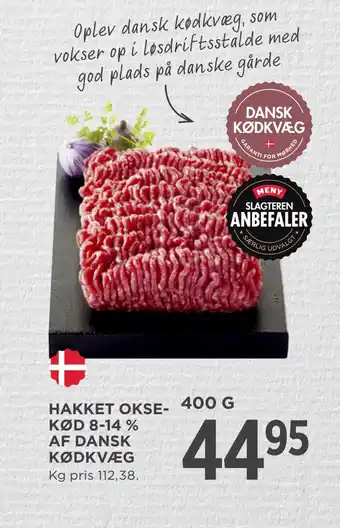 MENY Hakket okse- kød 8-14 % af dansk kødkvæg tilbud