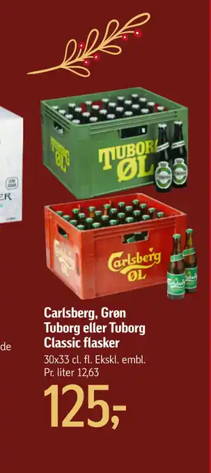 Føtex Carlsberg, grøn tuborg eller tuborg classic flasker tilbud