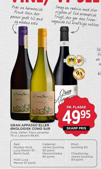 Gran appasso eller økologisk cono sur