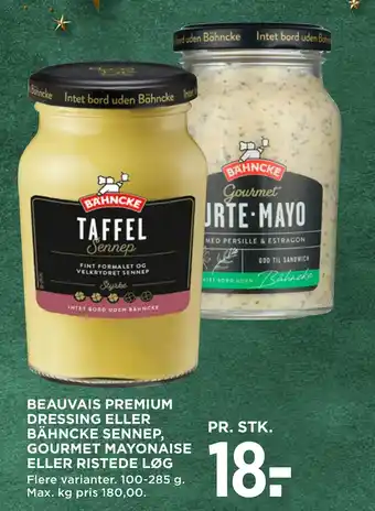 MENY Rugbrød beauvais premium dressing eller bähncke sennep, gourmet mayonaise eller ristede løg tilbud