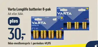 Føtex Varta longlife batterier 8-pak tilbud