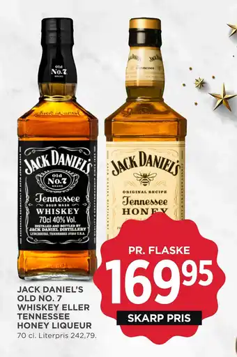 MENY Jack daniel's old no. 7 whiskey eller tennessee honey liqueur tilbud
