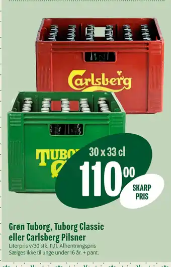 Min Købmand Grøn tuborg, tuborg classic eller carlsberg pilsner tilbud