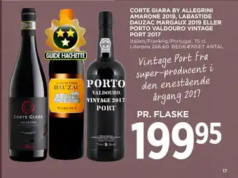 MENY Corte giara by allegrini amarone 2019, labastide dauzac margaux 2019 eller porto valdouro vintage port 2017 tilbud