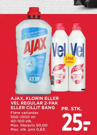 Ajax, klorin eller vel regular 2-pak eller cillit bang