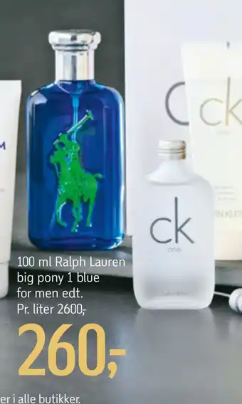 Føtex 100 ml ralph lauren big pony 1 blue for men edt tilbud