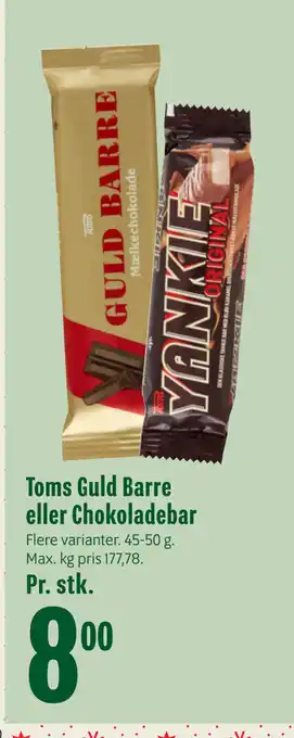 Min Købmand Toms guld barre eller chokoladebar tilbud