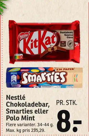 SPAR Nestlé chokoladebar, smarties eller polo mint tilbud