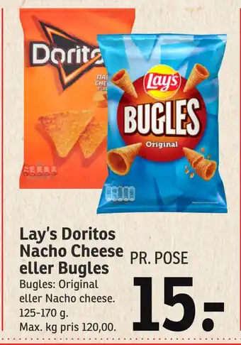 SPAR Lay's doritos nacho cheese eller bugles tilbud