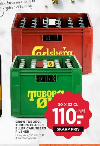 MENY Grøn tuborg, tuborg classic eller carlsberg pilsner tilbud