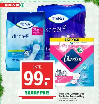SPAR Tena bind, libresse duo bind eller trusseindlæg tilbud