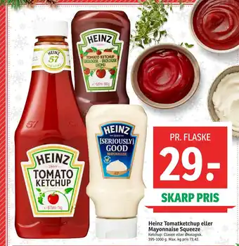 SPAR Heinz tomatketchup eller mayonnaise squeeze tilbud