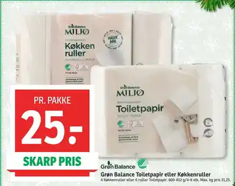 SPAR Grøn balance toiletpapir eller køkkenruller tilbud