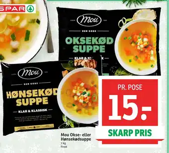 SPAR Mou okse- eller hønsekødsuppe tilbud