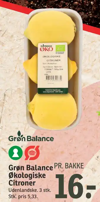 SPAR Grøn balance økologiske citroner tilbud