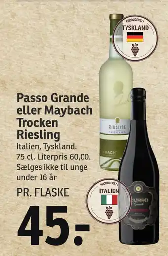 SPAR Passo grande eller maybach trocken riesling tilbud