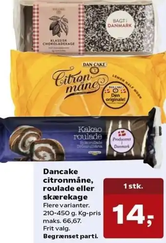 Kvickly Dancake Citronmåne,Roulade Eller Skærekage 210-450 g. tilbud