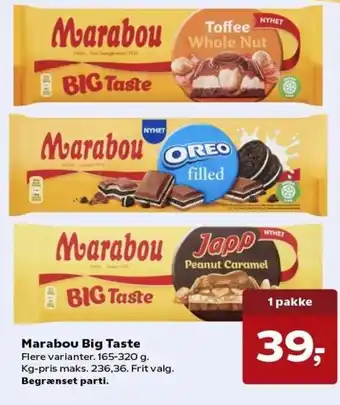 Kvickly Marabou Big Taste 165-320 g. tilbud