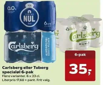 Kvickly Carlsberg Eller Tuborg Specialøl 6-Pak 6x33 cl tilbud