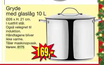 Harald Nyborg Gryde med glaslåg 10 l tilbud