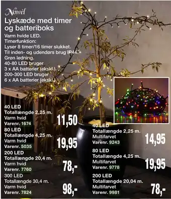 Harald Nyborg Lyskæde med timer og batteriboks tilbud