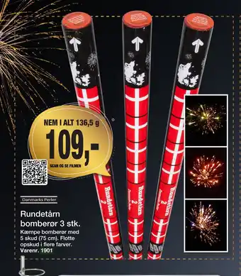 Harald Nyborg Rundetårn bomberør 3 stk tilbud