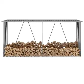Brændeskur til haven 330x84x152 cm galvaniseret stål antracitgrå