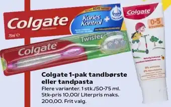 Kvickly Colgate 1-Pak Tandbørste Eller Tandpasta 50-75 ml tilbud